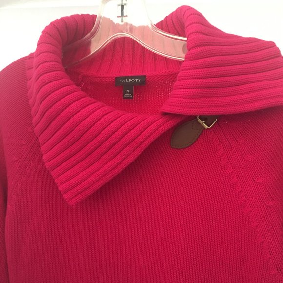 Vintage Talbots Women’s Sweater Cardigan S Pink Long Raglan Sleeve Collared - Picture 5 of 7